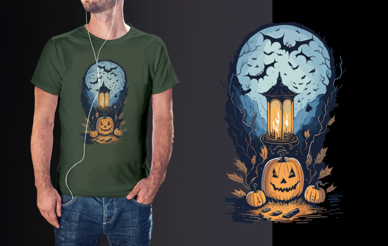 Spooky Bats Pumpkin Halloween Tshirt Design