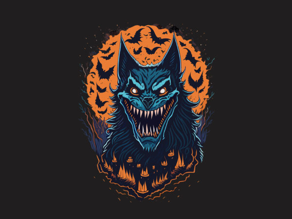 Spooky wolf halloween tshirt design