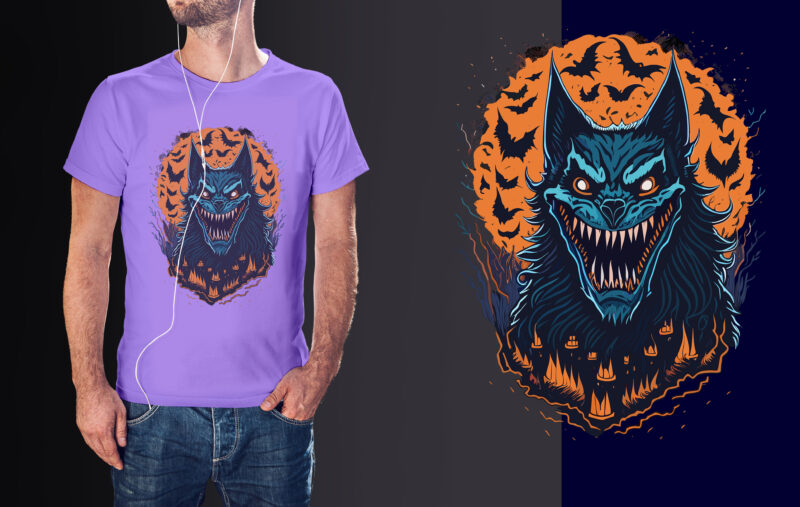 Spooky Wolf Halloween Tshirt Design