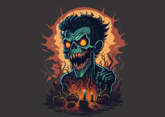 Spooky Halloween Zombie Vector Design