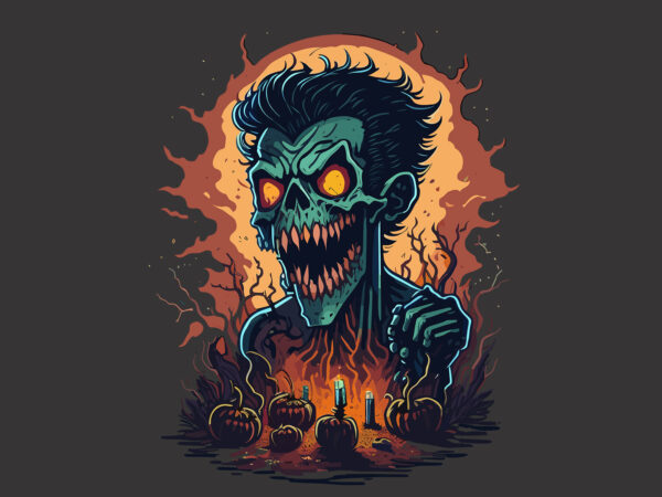 Spooky halloween zombie vector design