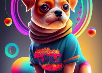t-shirt label design with an abstract artwork of cute dogs PNG File