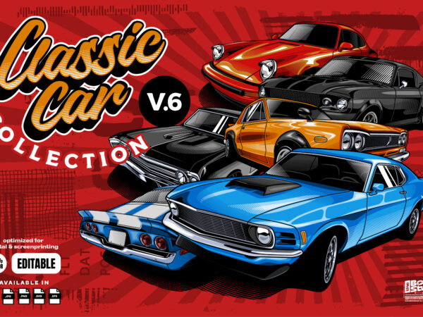 Classic cars vector collection vol 6