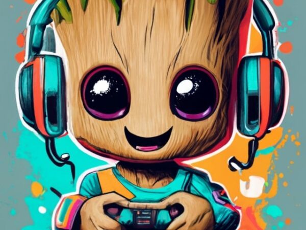 Text “josue” in modern typography, marvel baby groot gamer on a t-shirt design with a white background png file