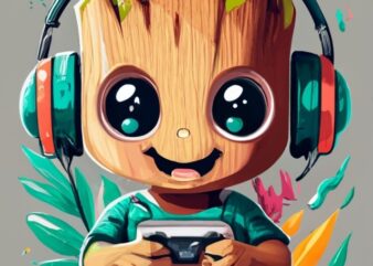 “Josue” in modern typography, Marvel Baby Groot gamer PNG File