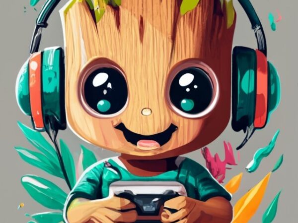 “josue” in modern typography, marvel baby groot gamer png file