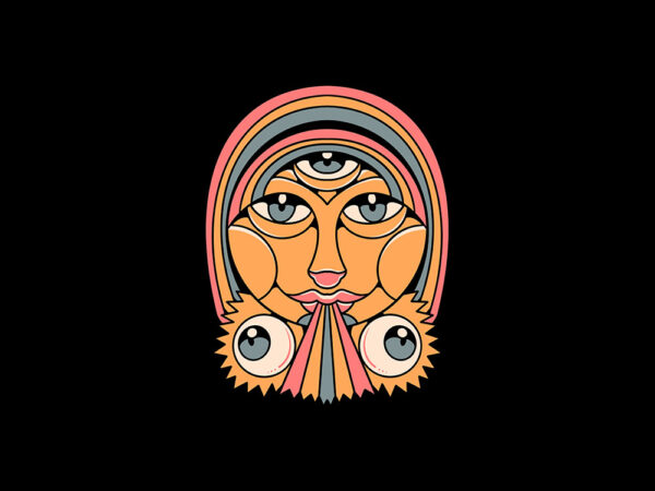 Trippy face t shirt designs for sale