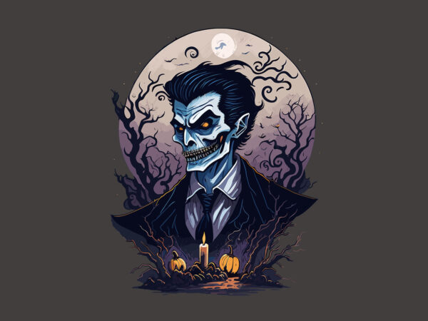Spooky halloween vampire ghost t shirt template vector