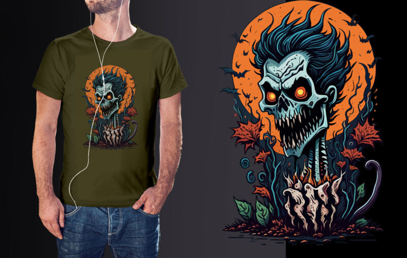 Spooky Vampure Skull Halloween Vector SHirt