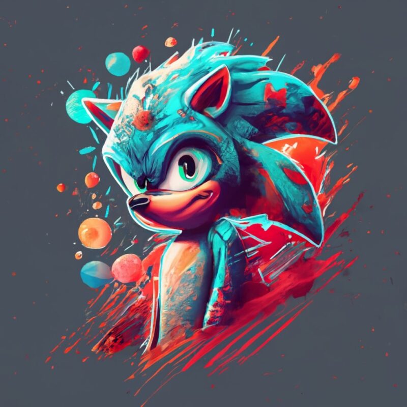 vector t-shirt design, Sonic. in red watercolor splash PNG File