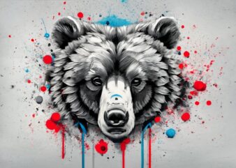 t-shirt design, Bear. watercolor splash PNG File