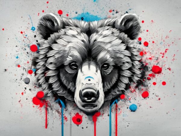 T-shirt design, bear. watercolor splash png file