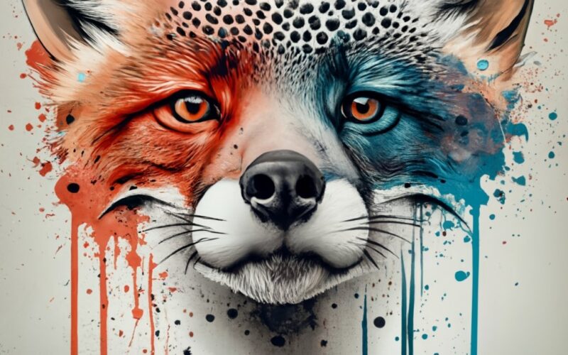 t-shirt design, FOX evil. watercolor splash PNG File