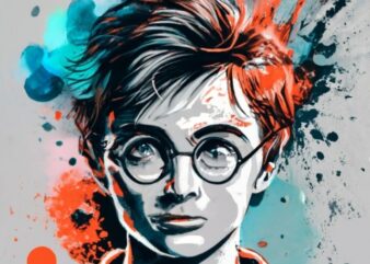 t-shirt design, Harry Potter boy. watercolor splash PNG File
