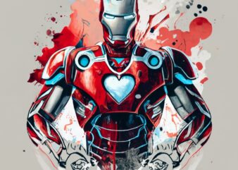 t-shirt design, IRONMAN. watercolor splash PNG File