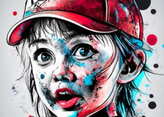 t-shirt design, Little girl. watercolor splash PNG File