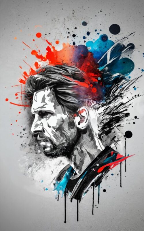 t-shirt design, Messi. watercolor splash PNG File