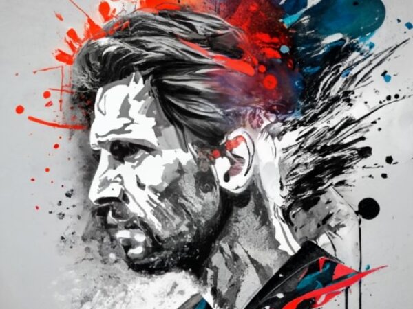 T-shirt design, messi. watercolor splash png file