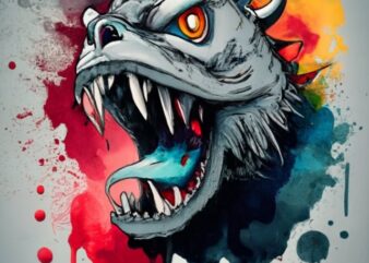 t-shirt design, Monster. watercolor splash PNG File