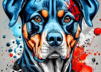t-shirt design, Rottweiler dog. watercolor splash PNG File