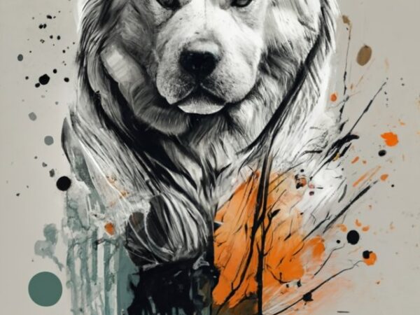 T-shirt design, a white akita dog png file T-shirt design, a white akita dog png file