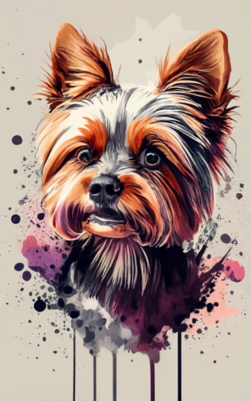 t-shirt design, brown Yorkie dog. watercolor splash PNG File