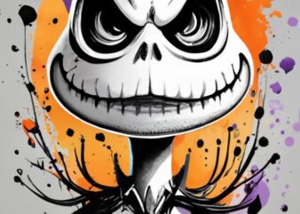 t-shirt design, disney Jack Skellington. watercolor splash PNG File