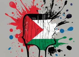 t-shirt design, palestine flag. watercolor splash PNG File
