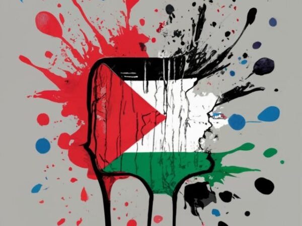 T-shirt design, palestine flag. watercolor splash png file