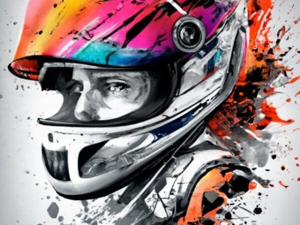 Vector t-shirt design, racing helmet. watercolor splash png file