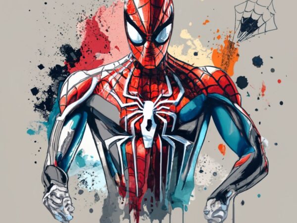 Vector t-shirt design, spiderman, watercolour splash png file