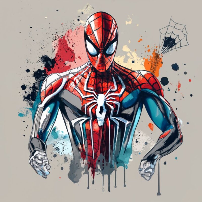 vector t-shirt design, spiderman, watercolour splash PNG File