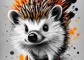 t-shirt design, freek the hedgehog. watercolor splash PNG File