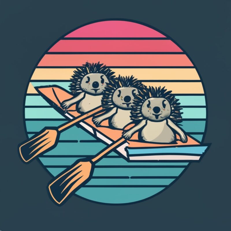 t shirt design of baby hedgehogs Rowing PNG File