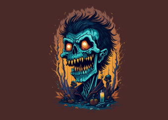 Spooky Zombies On Halloween Tshirt Design