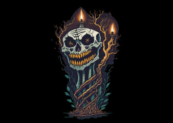 Spooky Zombie Skull Halloween Tshirt Design