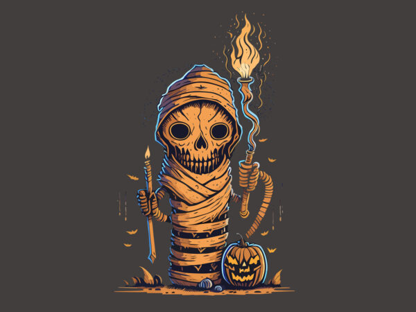Spooky mummy halloween vector