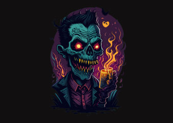 Spooky Monster Zombie Halloween Tshirt Design