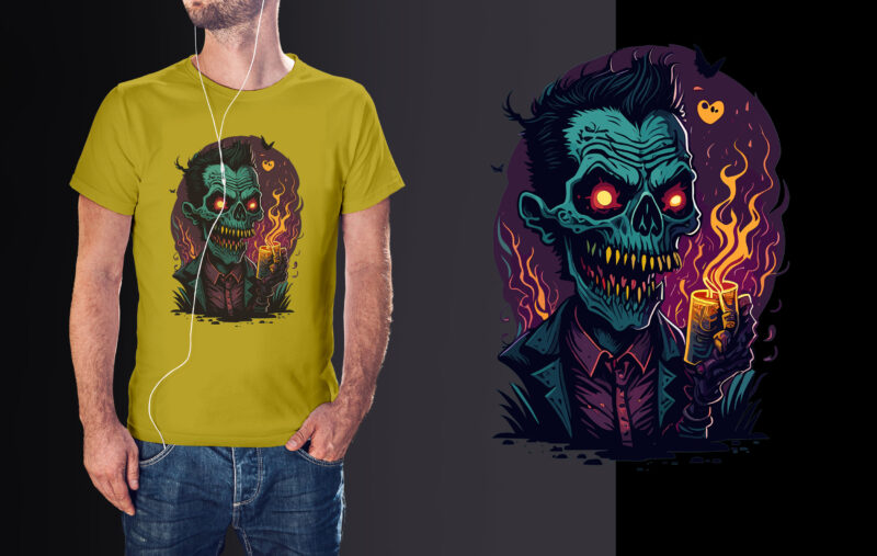Spooky Monster Zombie Halloween Tshirt Design