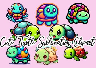 Cute Turtle Sublimation Clipart Bundle t shirt vector file