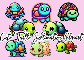 Cute Turtle Sublimation Clipart Bundle