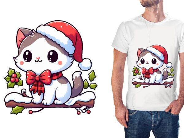 Christmas cat png sublimation t shirt vector file