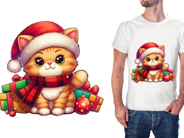 Christmas cat png sublimation t shirt vector file