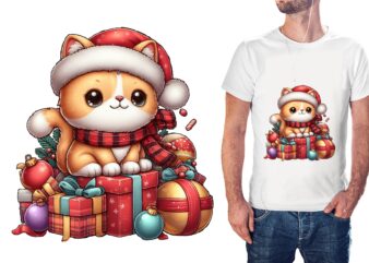 Christmas Cat PNG Sublimation