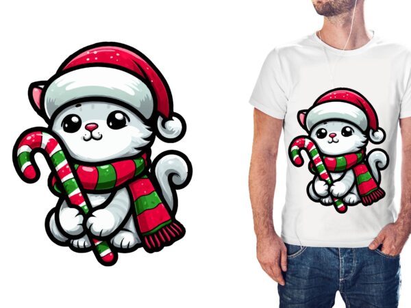 Christmas cat png sublimation t shirt vector file