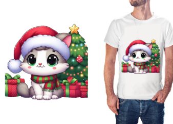 Christmas Cat PNG Sublimation