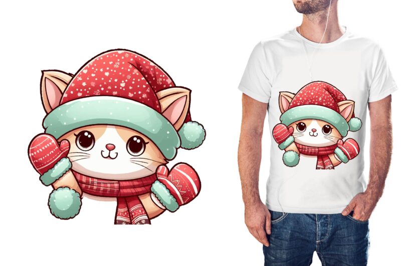 Christmas Cat PNG Sublimation