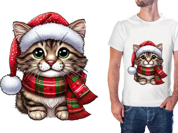 Christmas cat png sublimation t shirt vector file