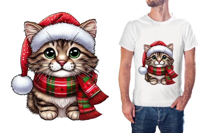 Christmas Cat PNG Sublimation