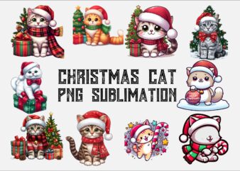 Christmas Cat PNG Sublimation